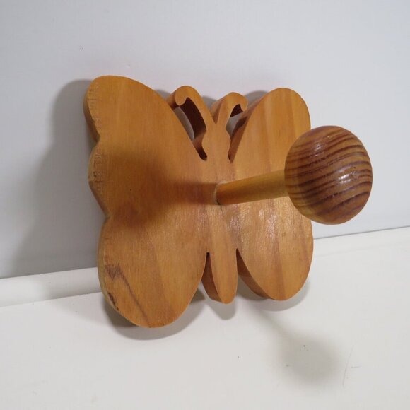 Butterfly Vintage Solid Wooden Hook Wall Hanger Kids Wooden unfinished - Picture 1 of 7